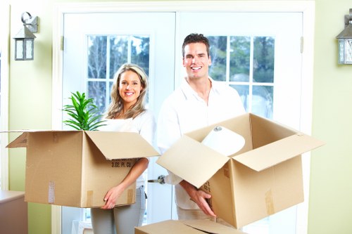 Flat removals in Sutton with boxes and moving equipment