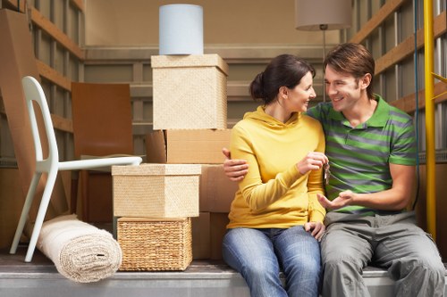 Packed household items prepared for long-term storage in Sutton