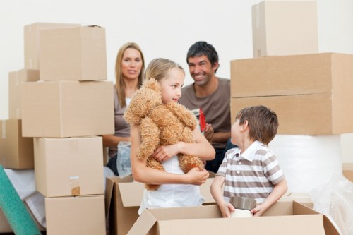 Carefully labelled boxes and packing supplies for flat removals in Sutton